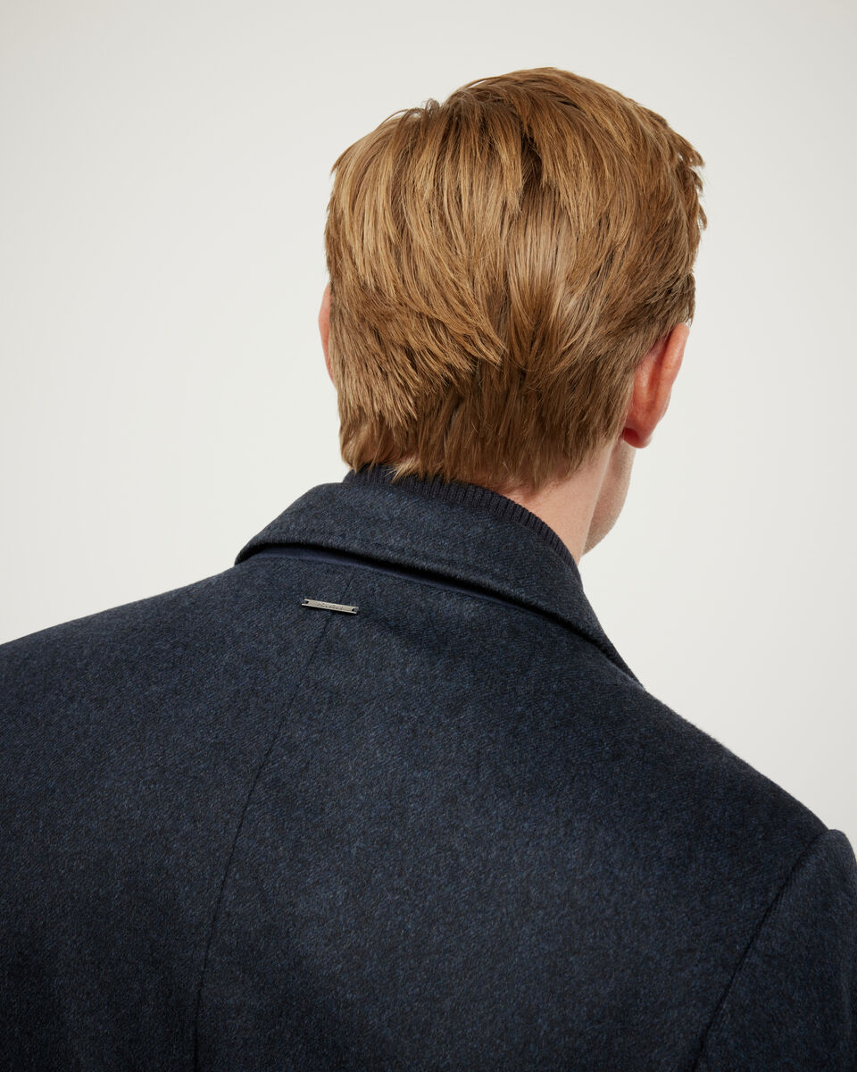 Detachable Gilet Wool Coat, Navy, hi-res
